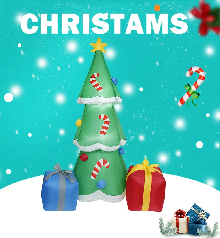 

Christmas Inflatables Tree Airblown Santa Claus Climbing Tree Chased by Puppy Dog Lighted for Home Outdoor Yard Lawn Decorations