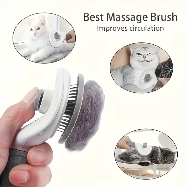 Easy-to-Clean Dog&Cat Grooming Brush-Gentle Hair Removal Massage Comb with One-Button Operation, Ideal for All Dog & Cat Breeds 3