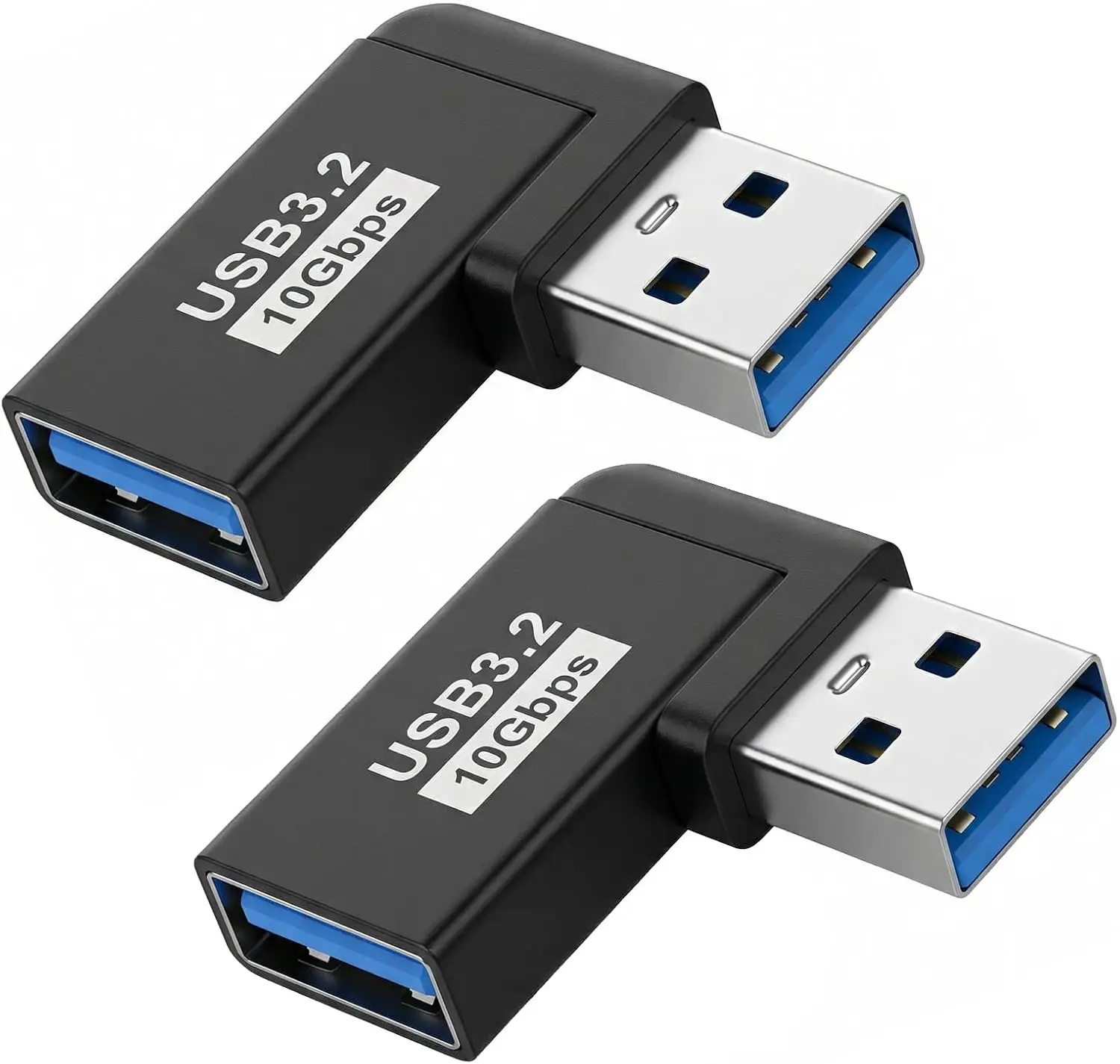 High-Speed 90-Degree Right Angle USB 3.2 Adapter - Male to Female Extension Connector