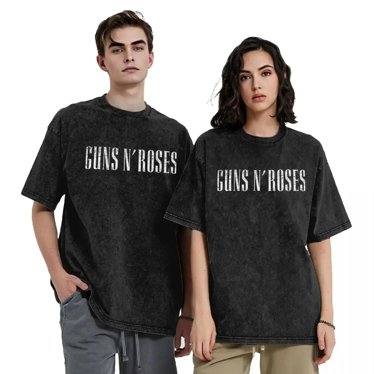 Guns N Roses 로고 티셔츠, 힙합 워싱 반팔, 하라주쿠 패션, 남녀공용 상의, 스트리트웨어 그래픽 티