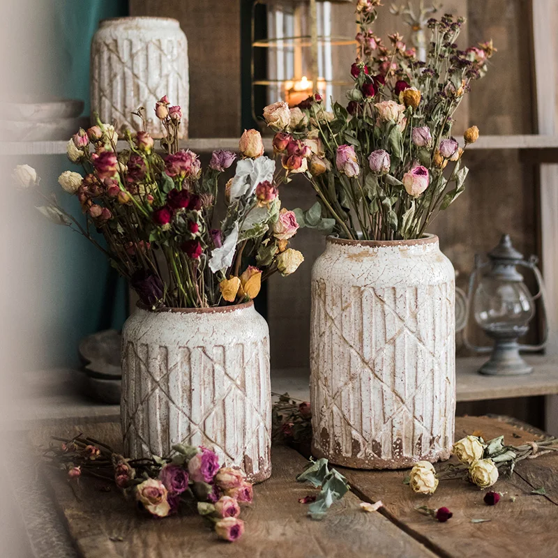 

Vintage Ceramic Vases Nordic Style Large Luxury Minimalist Vases Modern Ikebana Cylinder Vaso Per Fiori Home Decorating WZ50HP