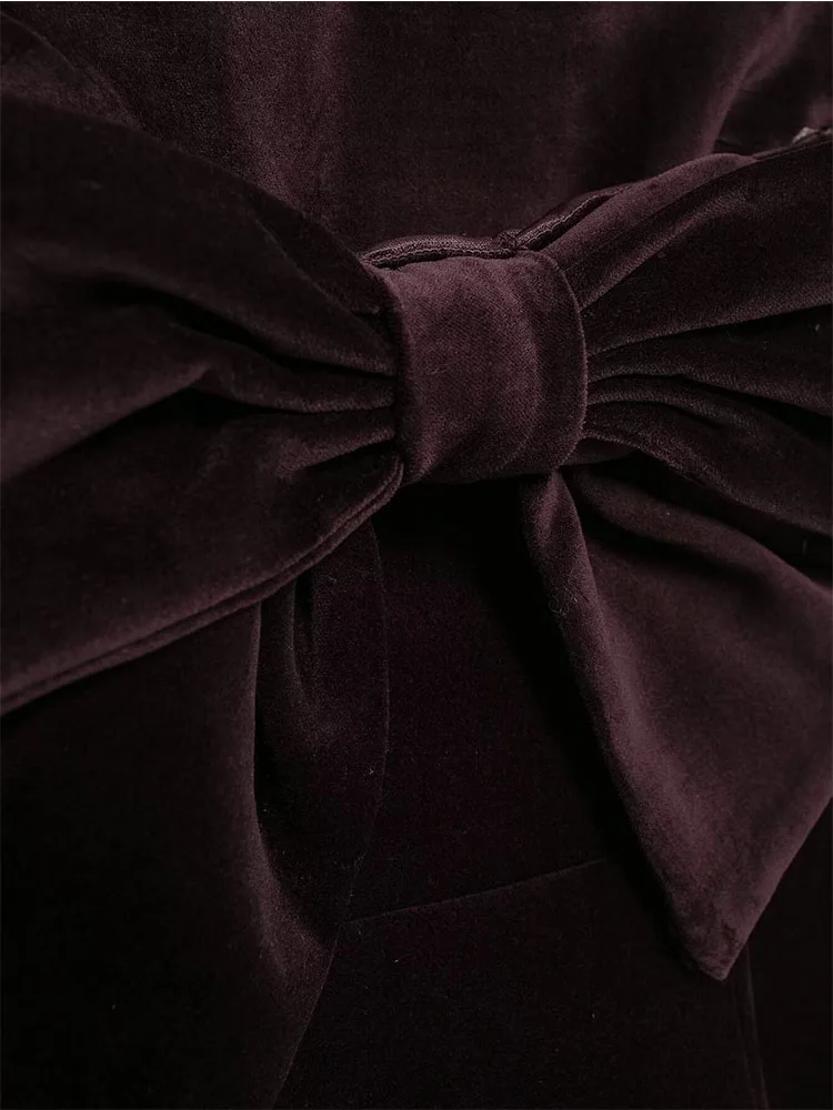 TFMLN Sweet Women Solid Velvet Bow Mini Dress Elegant Female Off Shoulder Backless Party Dress Fashion Strapless Dress#Color