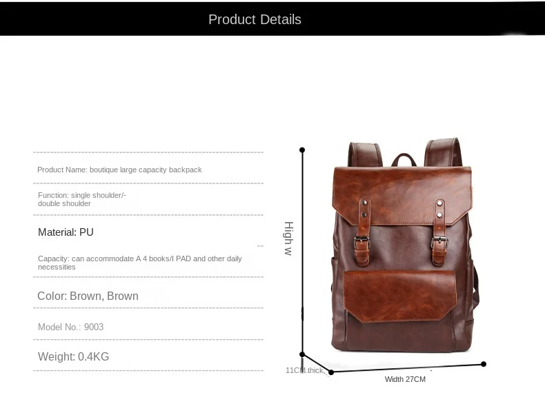 Backpack For Men And Women Leather Laptop Rucksack Unisex Design_voghion.com