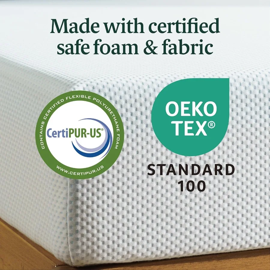 8 Inch Green Tea Cooling Memory Foam Mattress [New Version] Short Queen Fiberglass Free Medium Firmness Cooling Gel Foam Certif