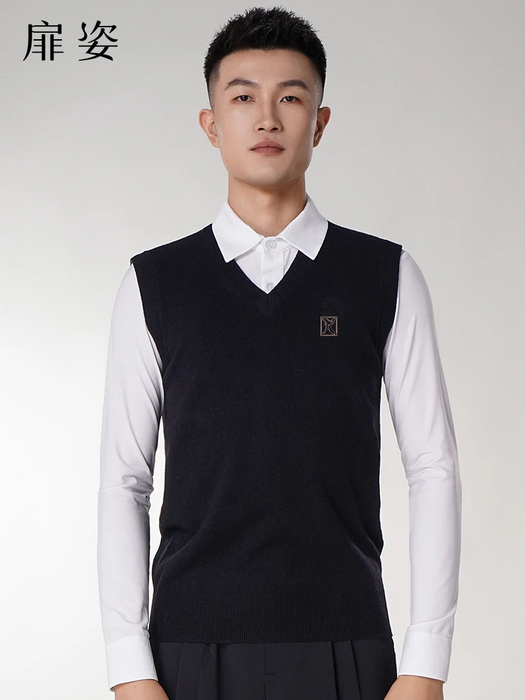 Latin Dance Clothes Men's Practice Clothes Sweater Vest Modern Dance Ballroom Men's F5008