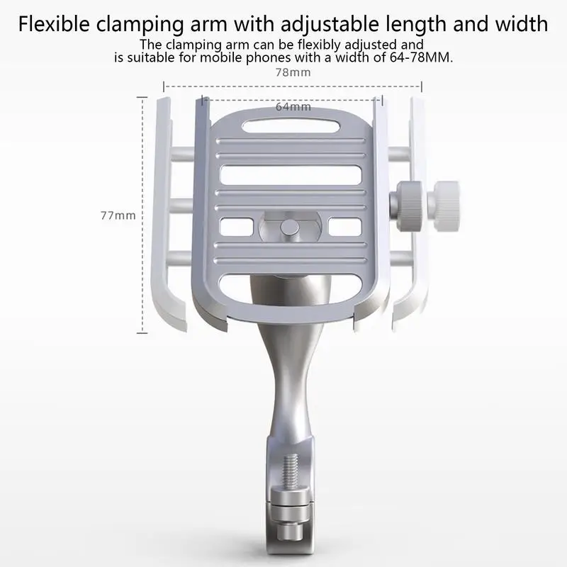 Bike Phone Holder Aluminum Motorcycle Phone Mount with 360-Degree Rotation Scooter Bicycle Handlebar Phone Clip Cell phone Stand