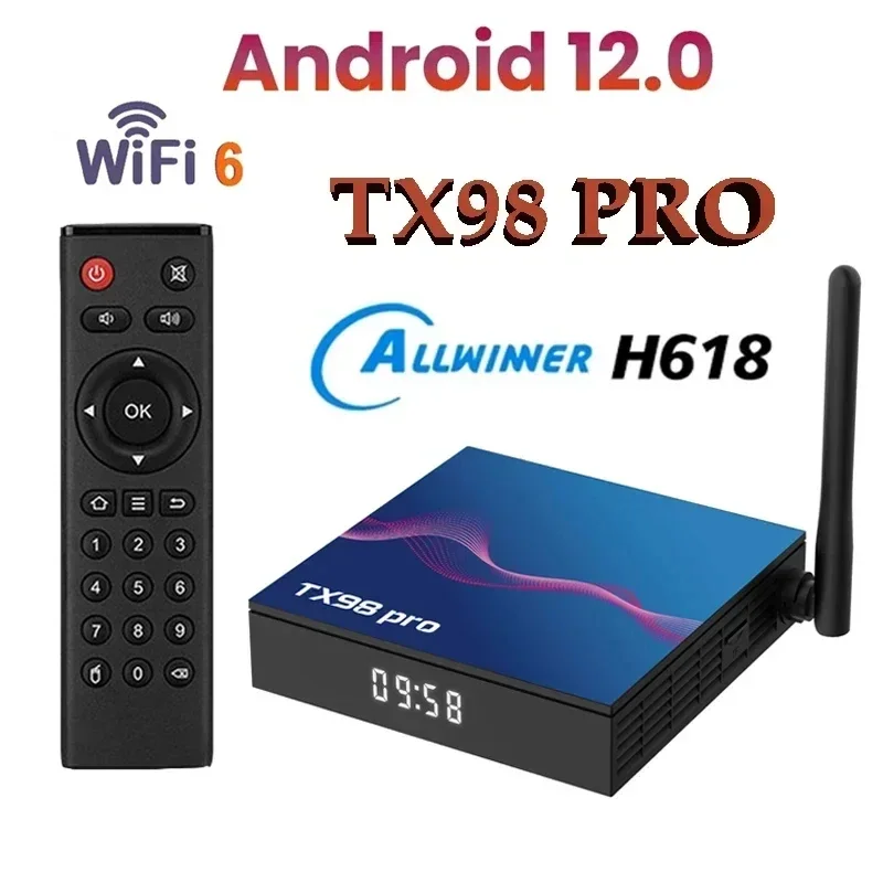 

For xiaomi TX98 PRO Android TV BOX Android 12.0 Allwinner H618 2.4&5G Wifi6 4K 4G 16G HDR10+ BT Smart Media Player Set Top Box