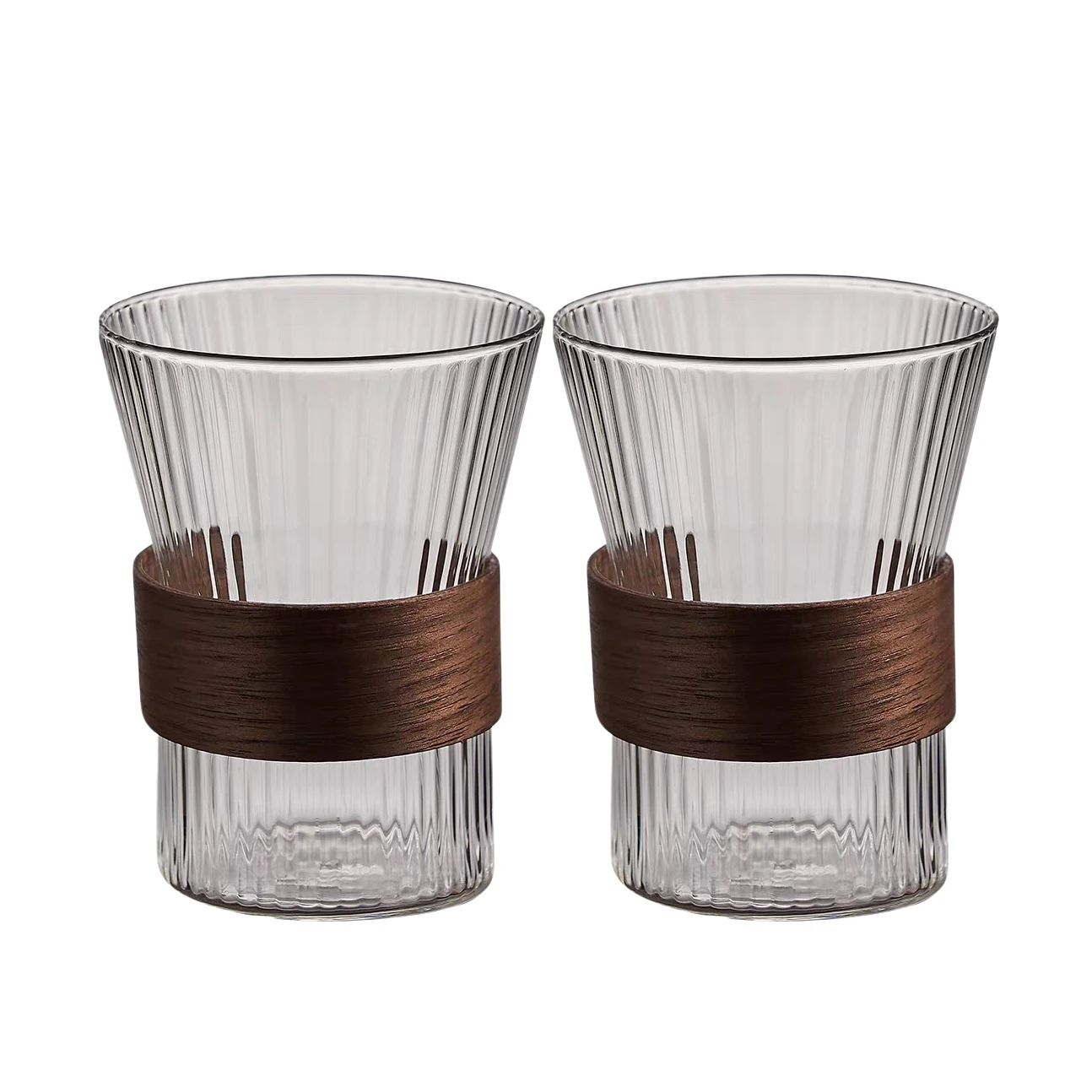 יפני סגנון זכוכית קר מים כד אגוז שרוול חום עמיד אנכי פסים קפה סיר מיץ קנקן תה סיר