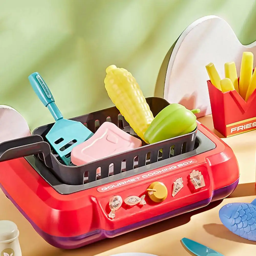 Educational Role Play Toy Kids Play House Toy Simulated Frying Pan Food Utensils Accessories Kitchen Playset for Toddlers