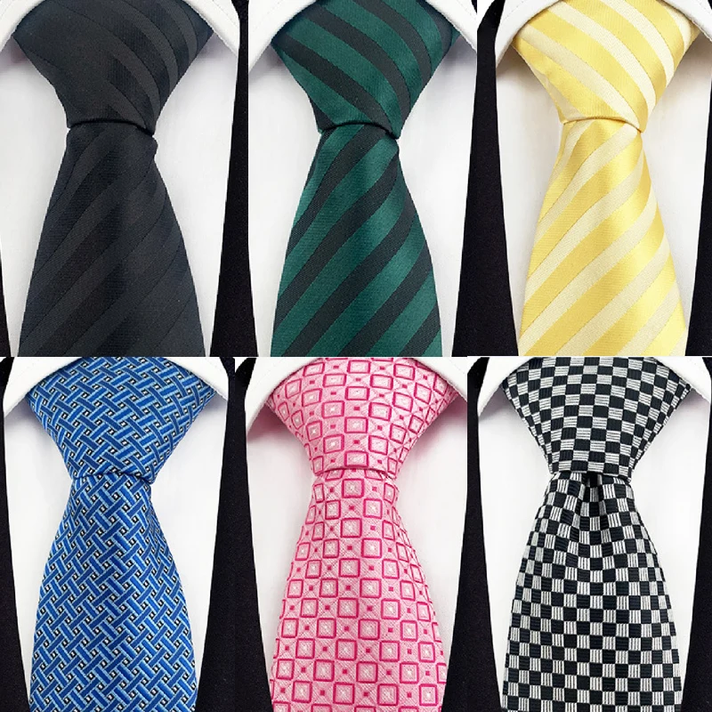 Neue Herren-Krawatten, 8 cm, gestreift, Gitter, Schwarz, Rot, Rosa, Grau, für formelle Business-Luxus-Hochzeit, Party, Krawatten, Gravatas-Geschenk