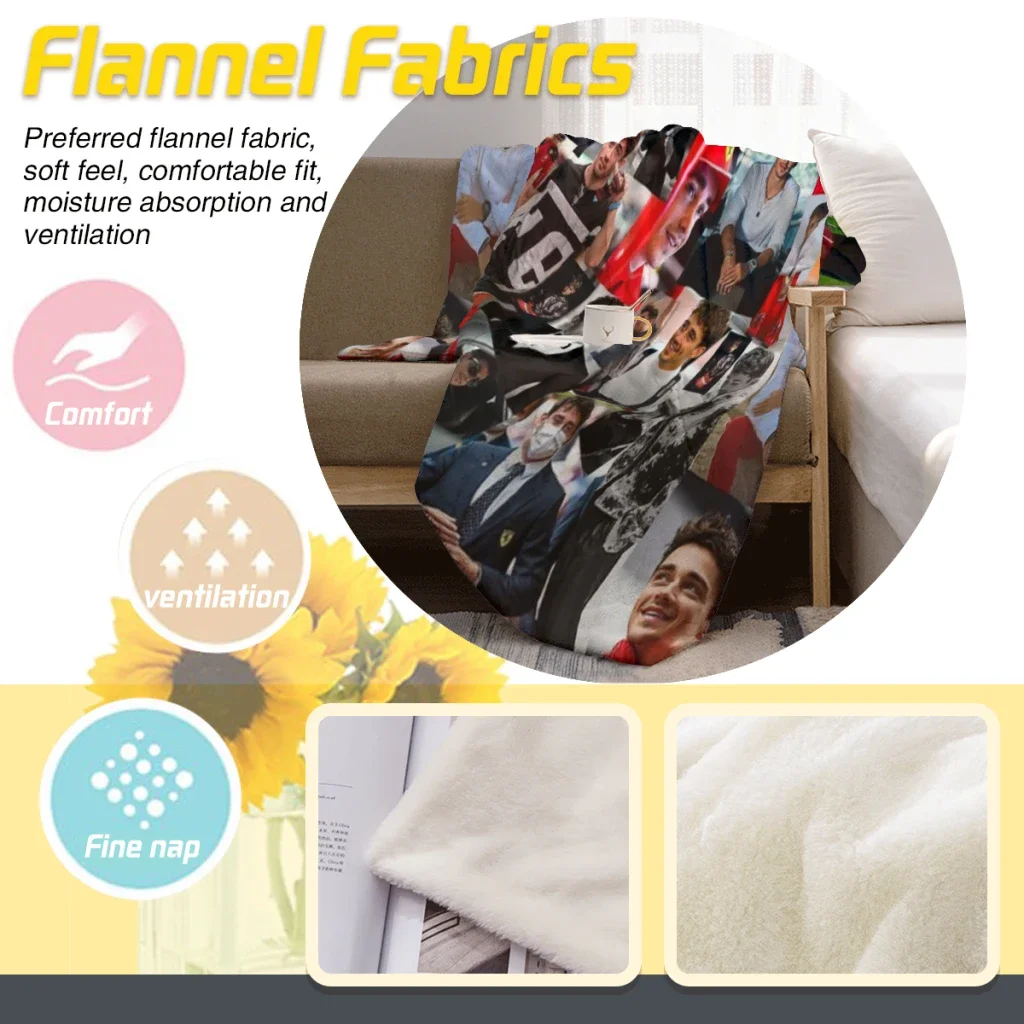 Charles Leclerc Monacan motorsports racing driver Collage Summer Blanket Thin Blanket Comforter Flannel Soft throw Blankets 6