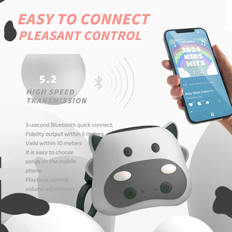 Cute Cartoon Kids Bluetooth Speaker Mini Cow TWS Connection Bluetooth Soundbar Loudspeaker Wireless TF Card MP3 Music Player