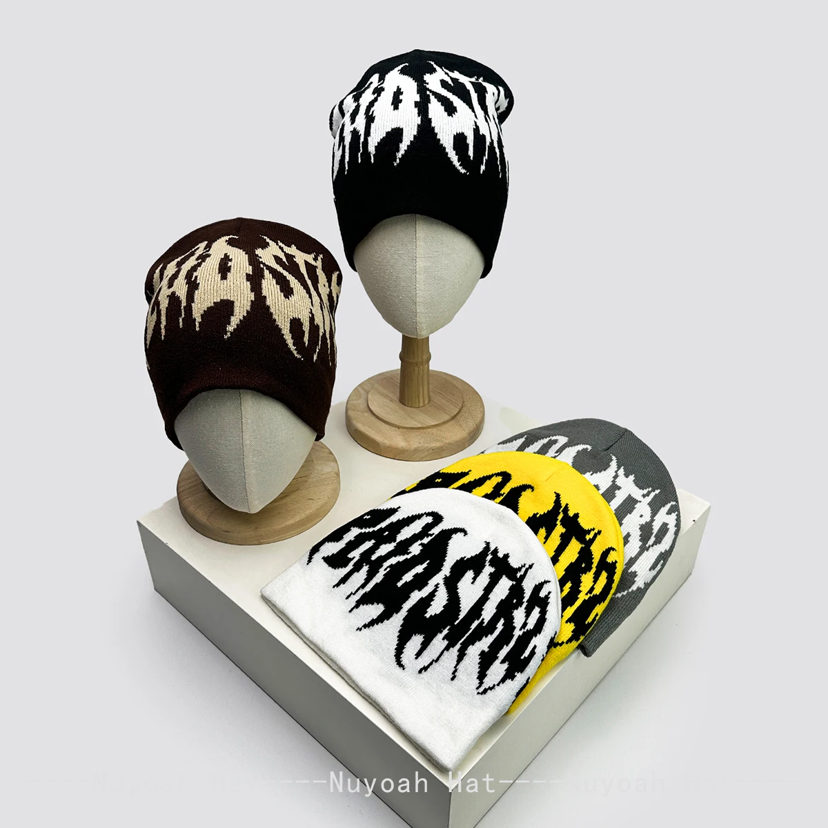 Neue Männer Frauen Straße Jacquard Flamme Buchstaben Gestrickte Hüte Hip Hop Warme Persönliche Mode Outdoor Trend Mützen Vielseitig Rap ins