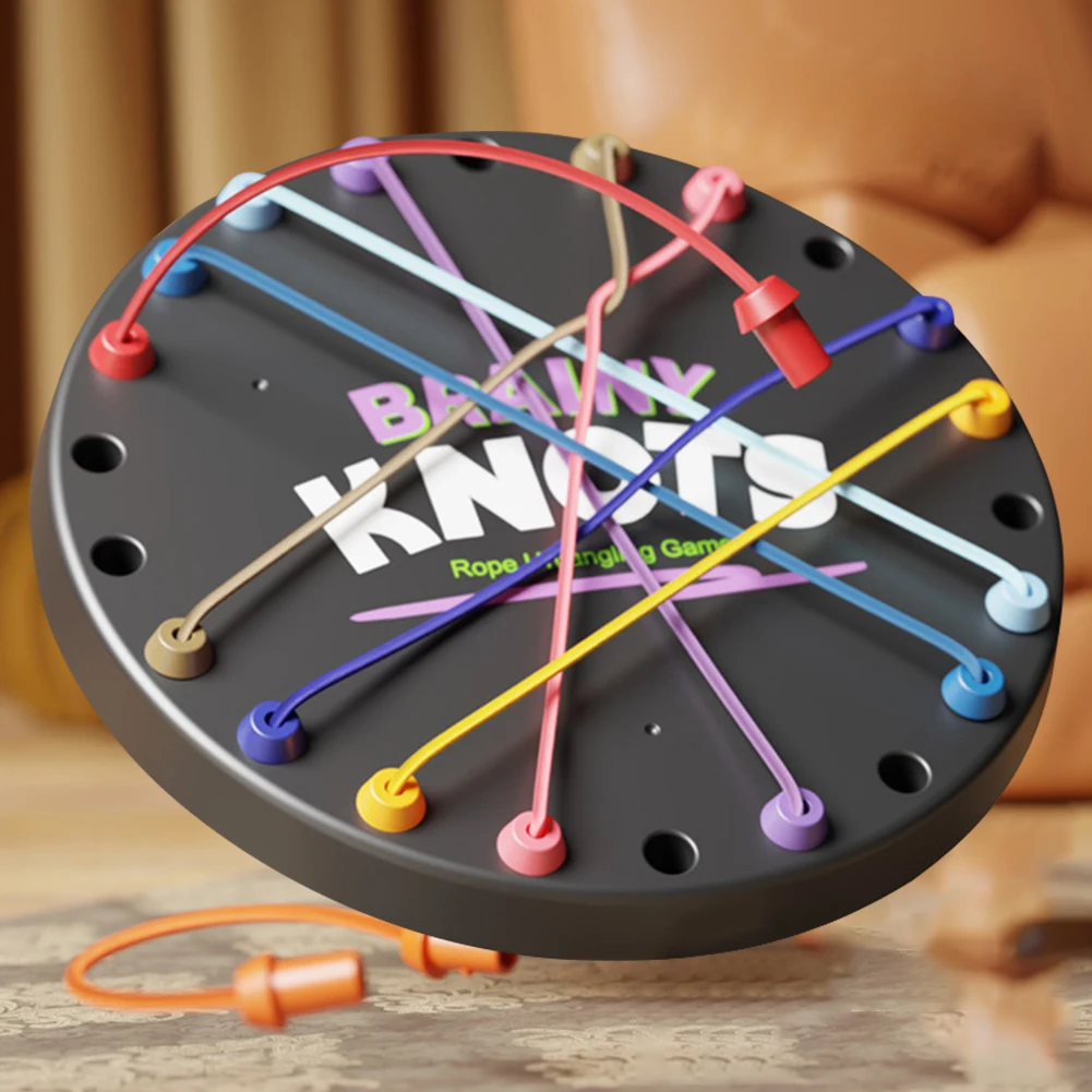 Knots Rope Untangling Game Interactive Twisted Rope Sorting Board Game 3 Level String Solution Lacing Toys for Parents Children