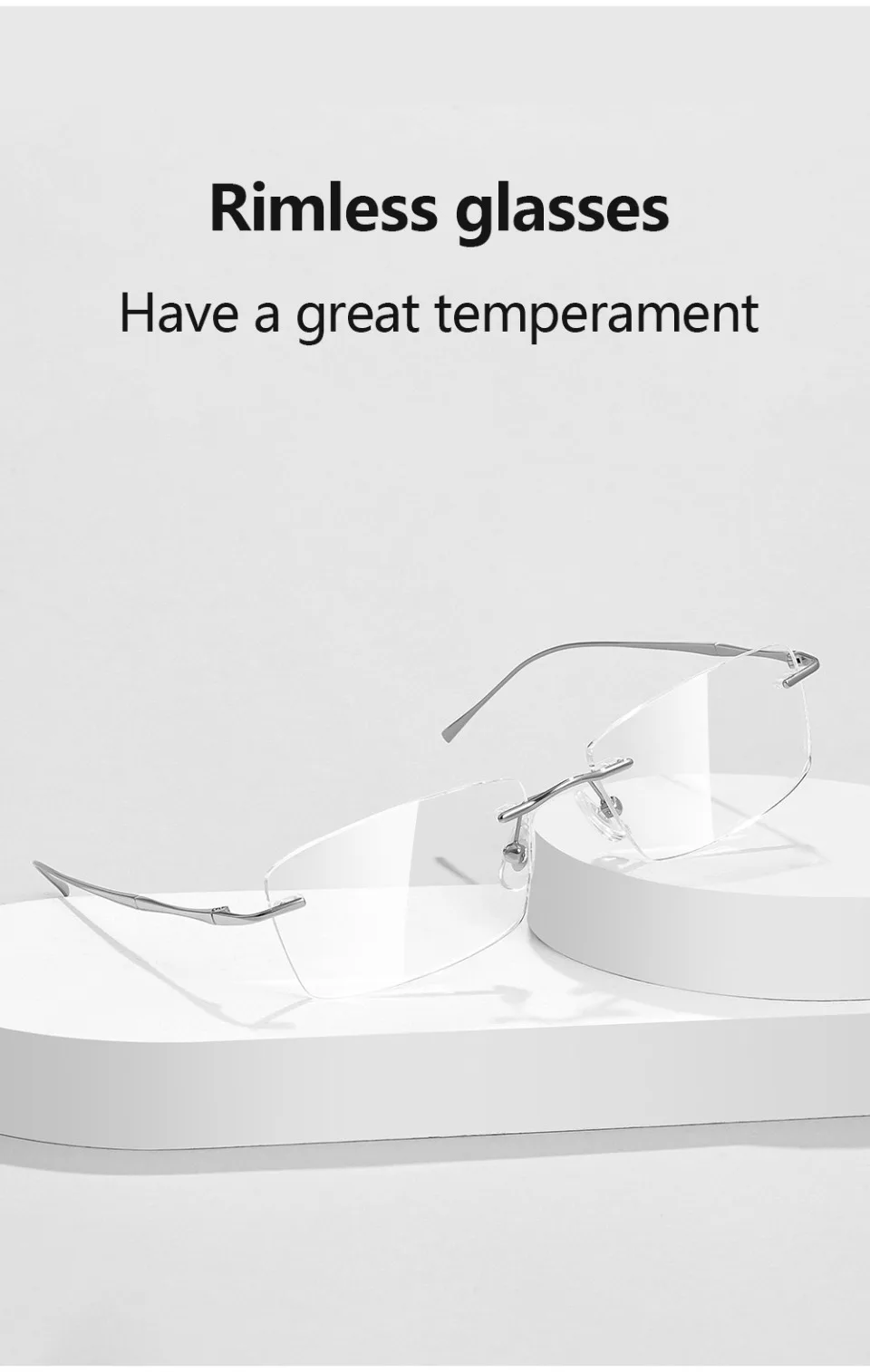 VICKY New Ultra-light Titanium Reading Eyeglass Frames Men Fashion Simple Rimless Myopia Glasses Customized Prescription Glasses