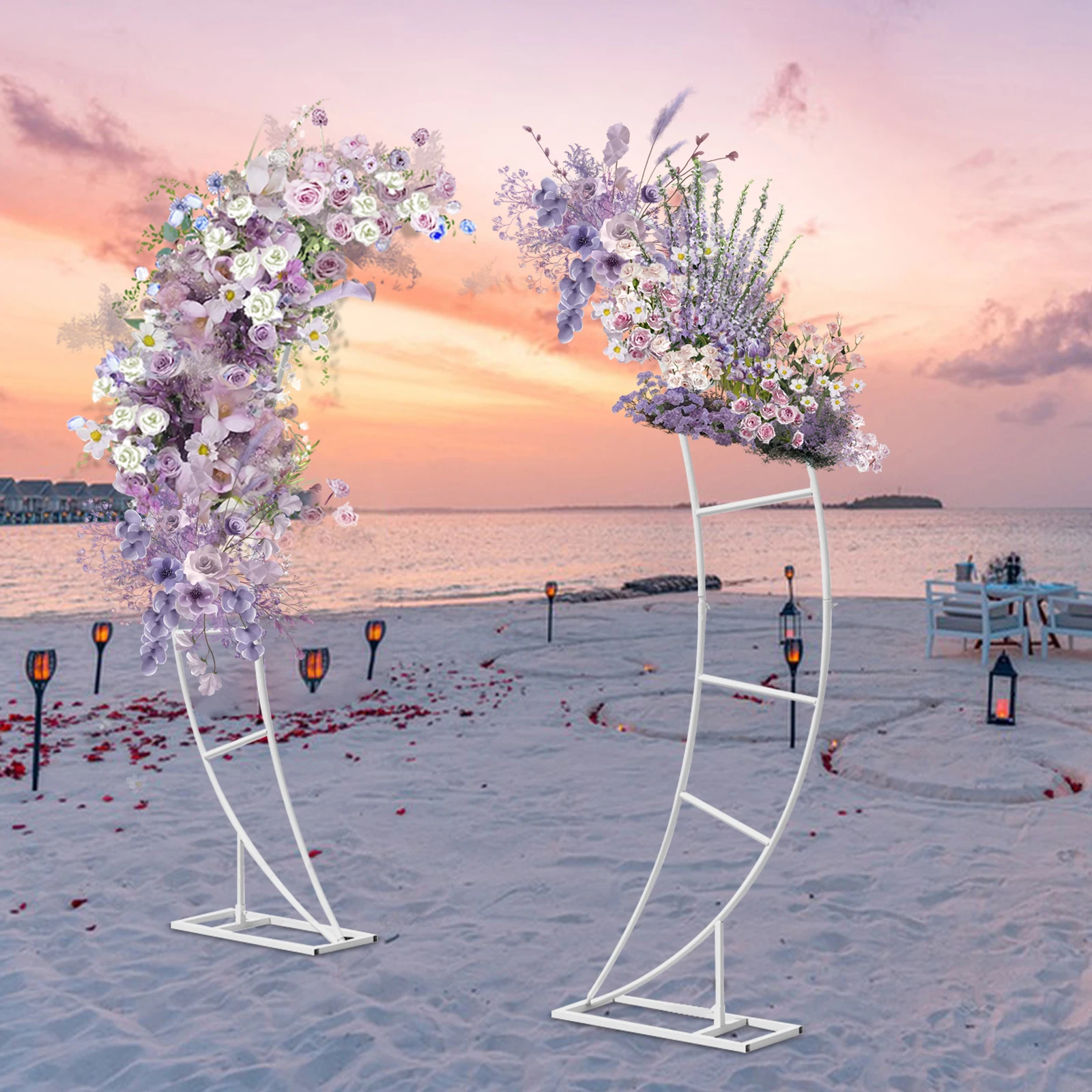 2PCS Crescent Moon Wedding Arch Frame Party Framework Stand Floral Rack New, White