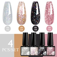 4Pcs/Set Gel Nail Polish Glitter Popular Colors In Autumn Black Semi Permanent Soak Off UV LED Nail Art Varnish Supplies 1
