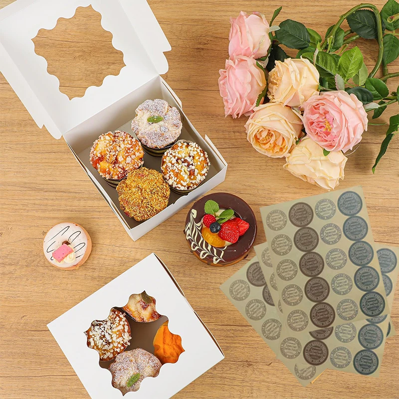 

100PCS+5 stickers 6inch Cake Boxes with Window Bakery Boxes Pastry Boxes for Cake, Pastries Chocolates Cupcakes Valentine's Day