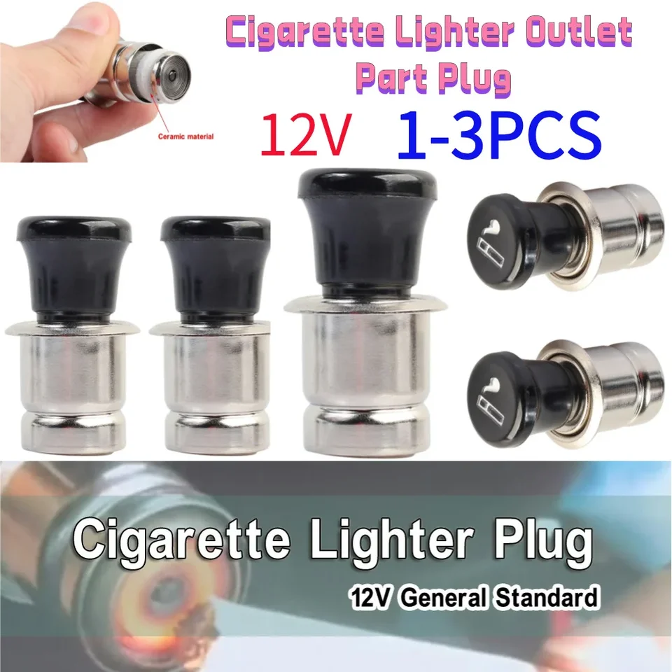 cigarette lighter plug parts 1-3Pcs Universal 12V Cigar Cigarette Lighter Socket Power Plug Outlet For  Auto Car Truck Environmental Protection Retardant Part
