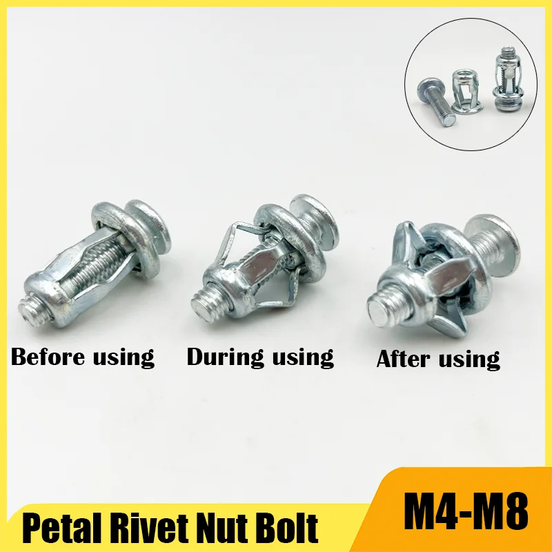 Stainless Steel Screws Screw Bolt Nut Set Hex Nuts Assortment Kit Screw Washer Nut Kit Hexagon Socket Head Cap Screw Expansion Clamp Petal Rivet Lock Nuts Screw Car License M4 M5 M6 M8 Metal Iron Base Clamp Fixed Plate Bolt For Automobile Motor
