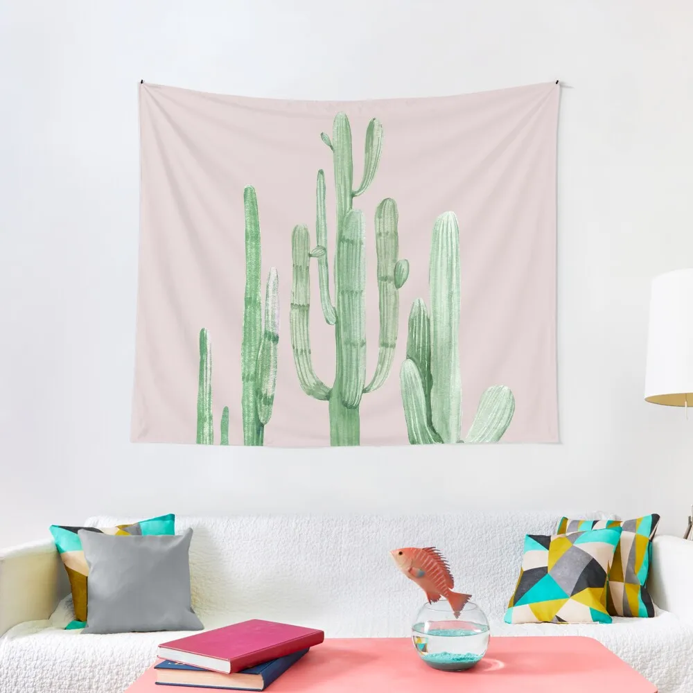 

Pretty Cactus Pink and Green Desert Cacti Wall Art Tapestry Home And Comfort Decor Kawaii Room Decor Tapestry