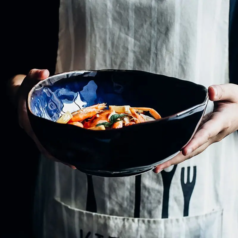 Irregular Salad Dish Bowl European Porcelain Deep Bowl Ceramics Pot Creative Tableware Noodle Dishes Set