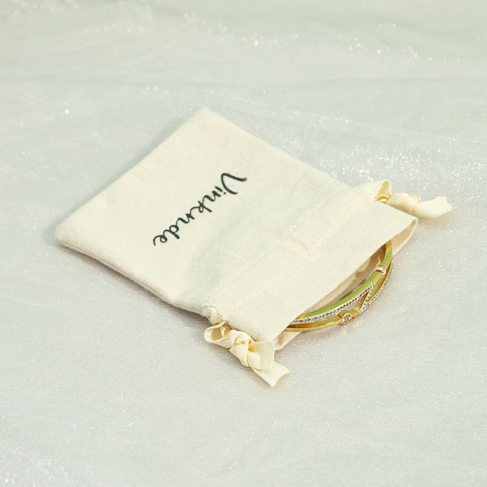 Baumwoll-Schmuckbeutel mit Kordelzug, Naturfarben, Musselin-Beutel mit Pilzöffnung und Zweiseitigem Ripsband, DIY-Geschenkverpackung – Detail 9
