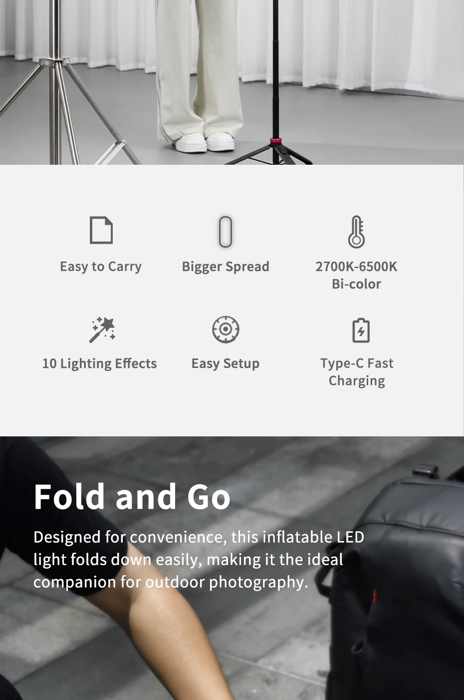 AL60 AL120 68W 136W Inflatable Air Tube Light APP Control LED Light 2700K-6500K
