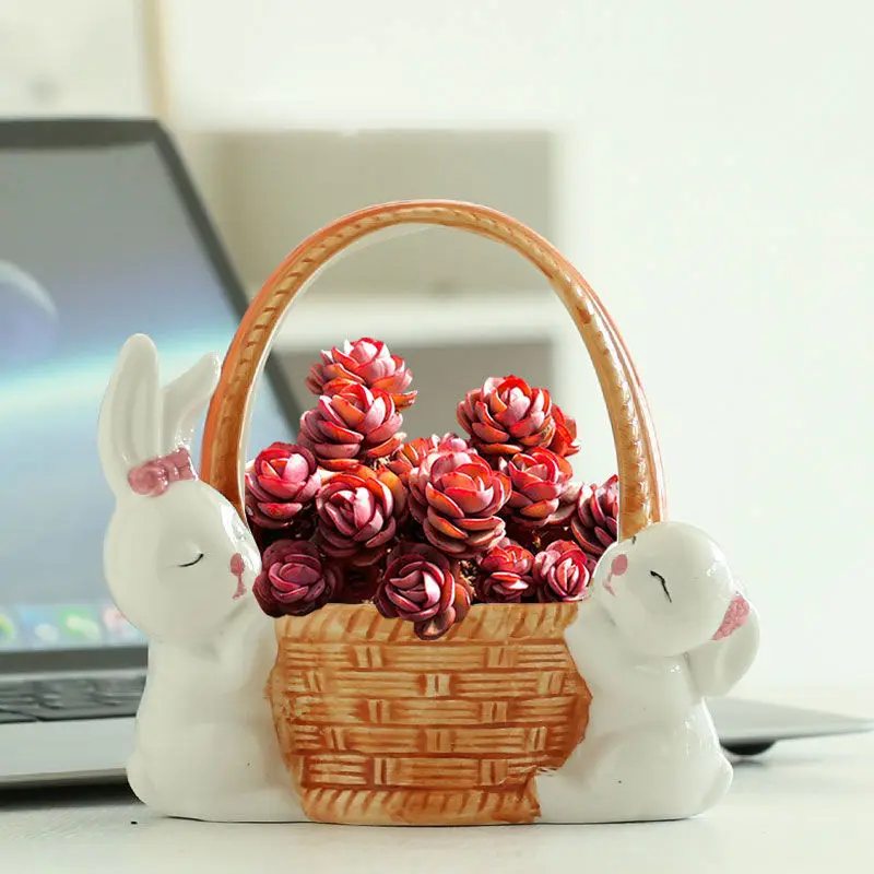 

Cute Rabbit Meat Flowerpot Cartoon Ceramic Large-diameter Potted Plant Simple Animal Living Room Balcony Green Plant Meat Pot