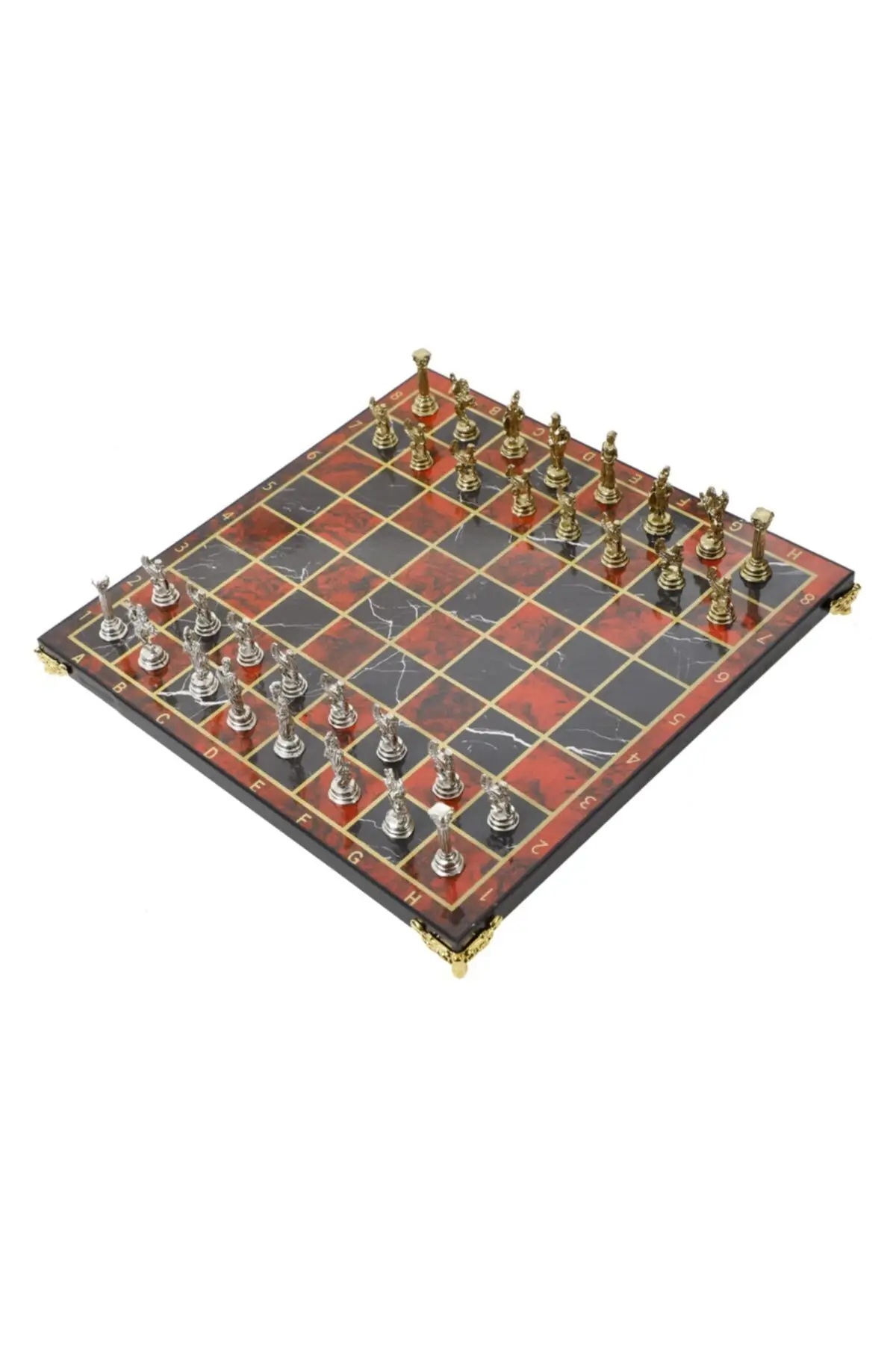 

Espgs1 Luxury Metal Casting Chess Team Pegasus Horses & Red Marble Patterned Board Playgroups with Special Legs