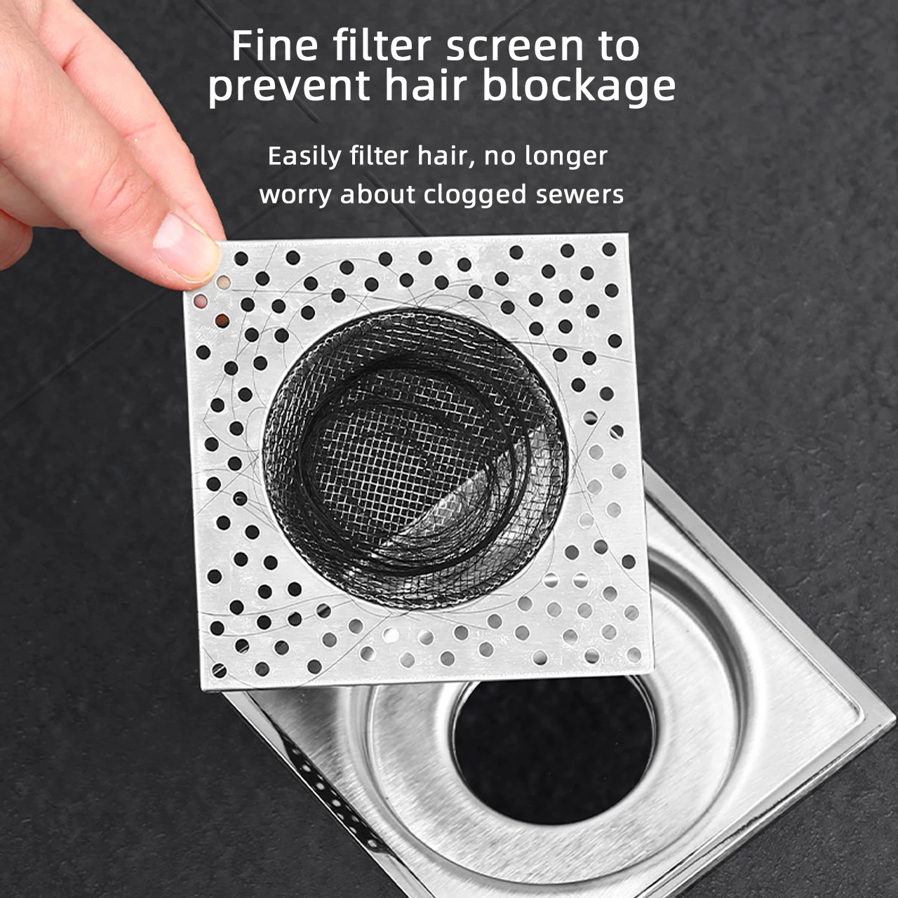 Square Kitchen Sink Filter Stainless Steel Anti-blocking Net Sink Mesh Strainer Bathroom Floor Drain Cover Shower Hair Catcher