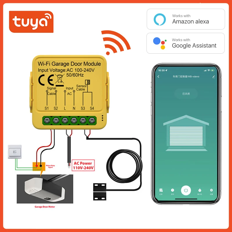 Tuya Smart Wifi Garage Door Opener Controller Module Tuya App Voice Remote Control Switch Funziona Con Alexa Google Home Assistant