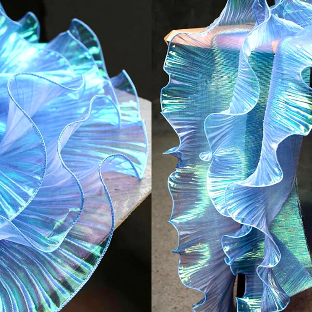 Lace Fabric Pleated Ribbon to Dress Laser Handicraft Clothing Diy Supply Apparel Needlework Accessories Ruffle Sewing Decoration