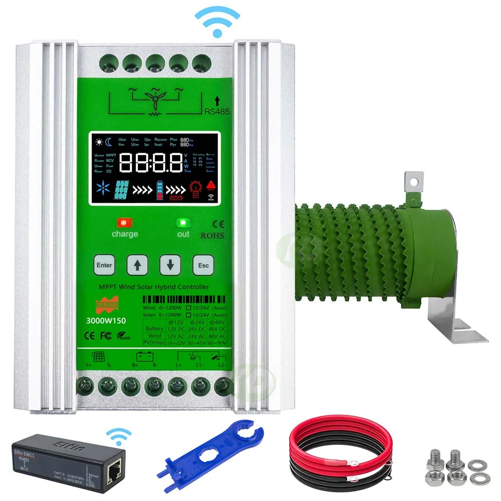 

MPPT 3000W Hybrid Wind Solar Charge Dischage Booster Controller Regulator With Dump Load For 1500W Wind Generator Solar Panel