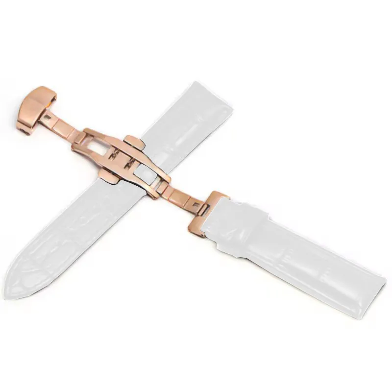 Premium Genuine Leather Watchband with Steel Pin and Butterfly Buckle