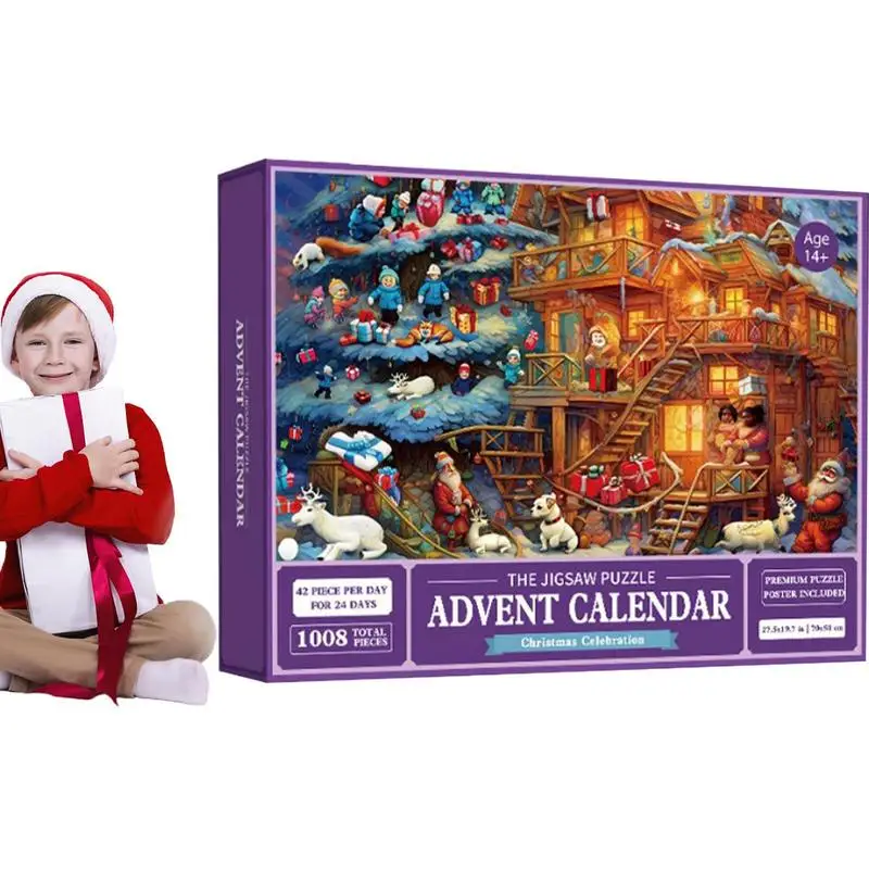 

Advent Calendar 2024 Christmas Puzzle for Kids and Adults 24 Days Countdown Calendars for Boys Girls 1008 Pieces Puzzle 24 Boxes