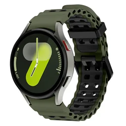 Premium Sports Silicone Watch Strap - Comfortable & Stylish Band - Galaxy Watch 4 - 5 - 6 - 7 (Army green Black)
