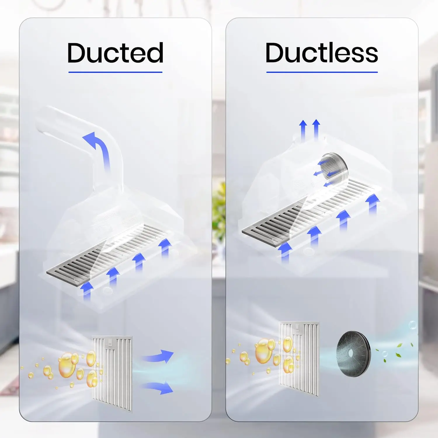 900CFM Range Hood Insert, Ducted/Ductless Convertible Built-in Range Hood with Remote/4-Speed Touch Control LCD Display 4