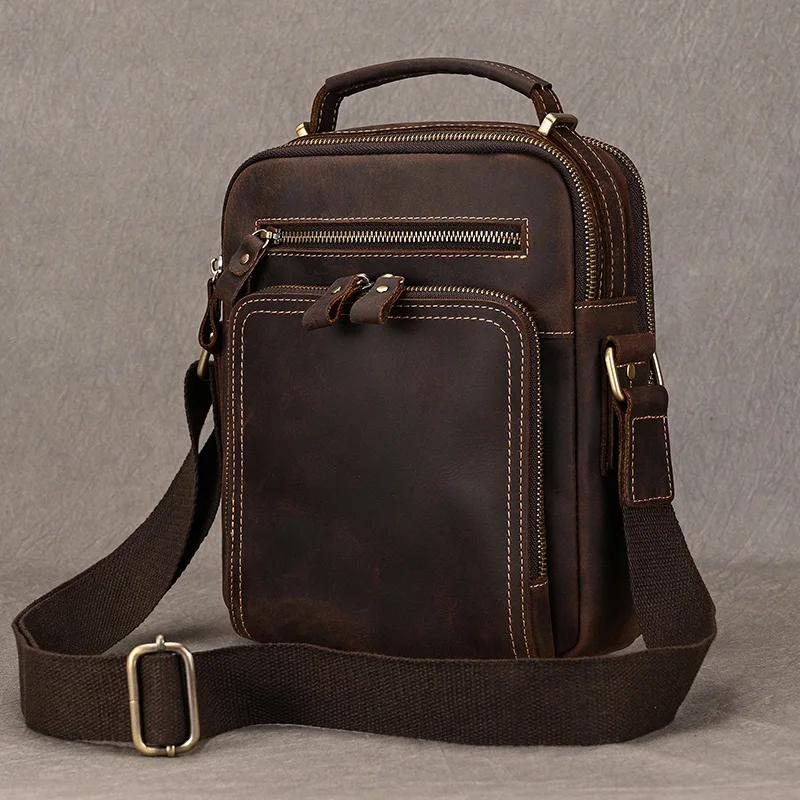 Newsibrds High Quality Genuine Leather Shoulder Bag Real Cowhide Men's Crossbody Bag Vintage Style Leather Sling Bag Of Man