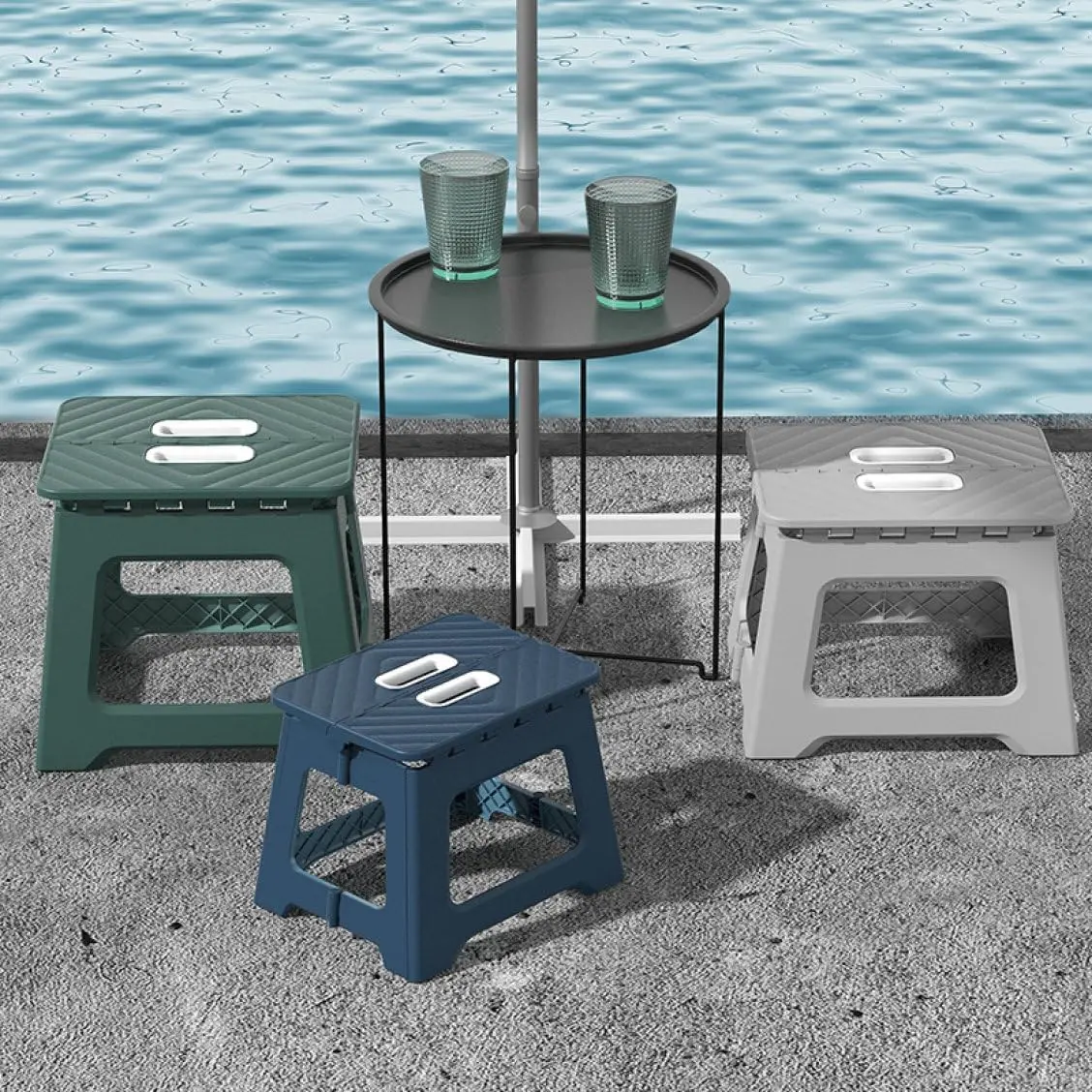 1pcs Lightweight Folding Step Stool Multi Purpose Handheld Thickened Footstool Non-Slip Plastic Small Benches Home Furniture
