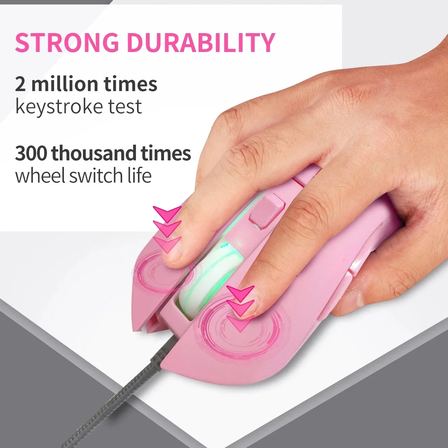 Pink Computer Mouse Colorful Backlit Gaming Mouse Optical Wired Fashion Sailor Moon Girl Women Silent 2400DPI