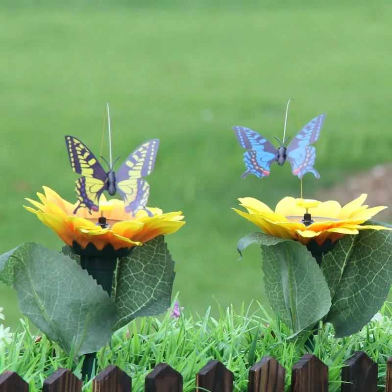 Whimsical Fluttering Butterfly & Hummingbird Garden Stake Decor