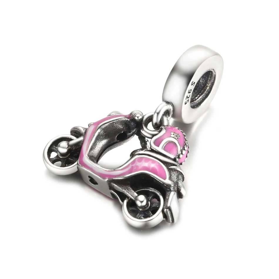 

Pink Scooter Dangle Charm Fit Women Bracelet & Bangle DIY Jewelry Authentic S925 Sterling Silver Bead Birthday Gift