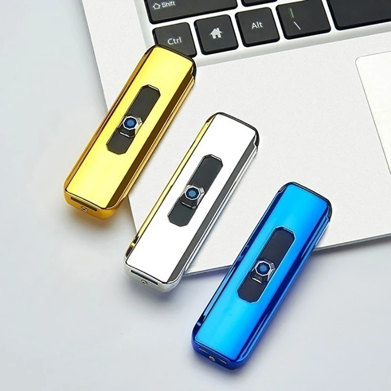 Novelty Lighter Outdoor Environmental Protection USB Charging Flameless No Gas Keychain Electric Arc Igniter