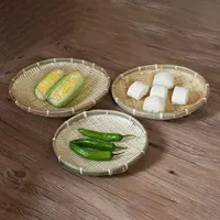 5pcs/set Handmade Weaving Bamboo Sieve Raft Round Storage Trays Basket DIY Home Decor Fruit Bread Basket Kitchen Storage 2