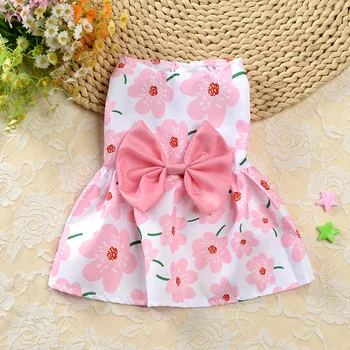 Dog Bowknot Floral Dress Pet Princess Dress Dog Sundress Dog Princess Dress Cute Summer Cat Clothing For Chihuahua Yorkie 2