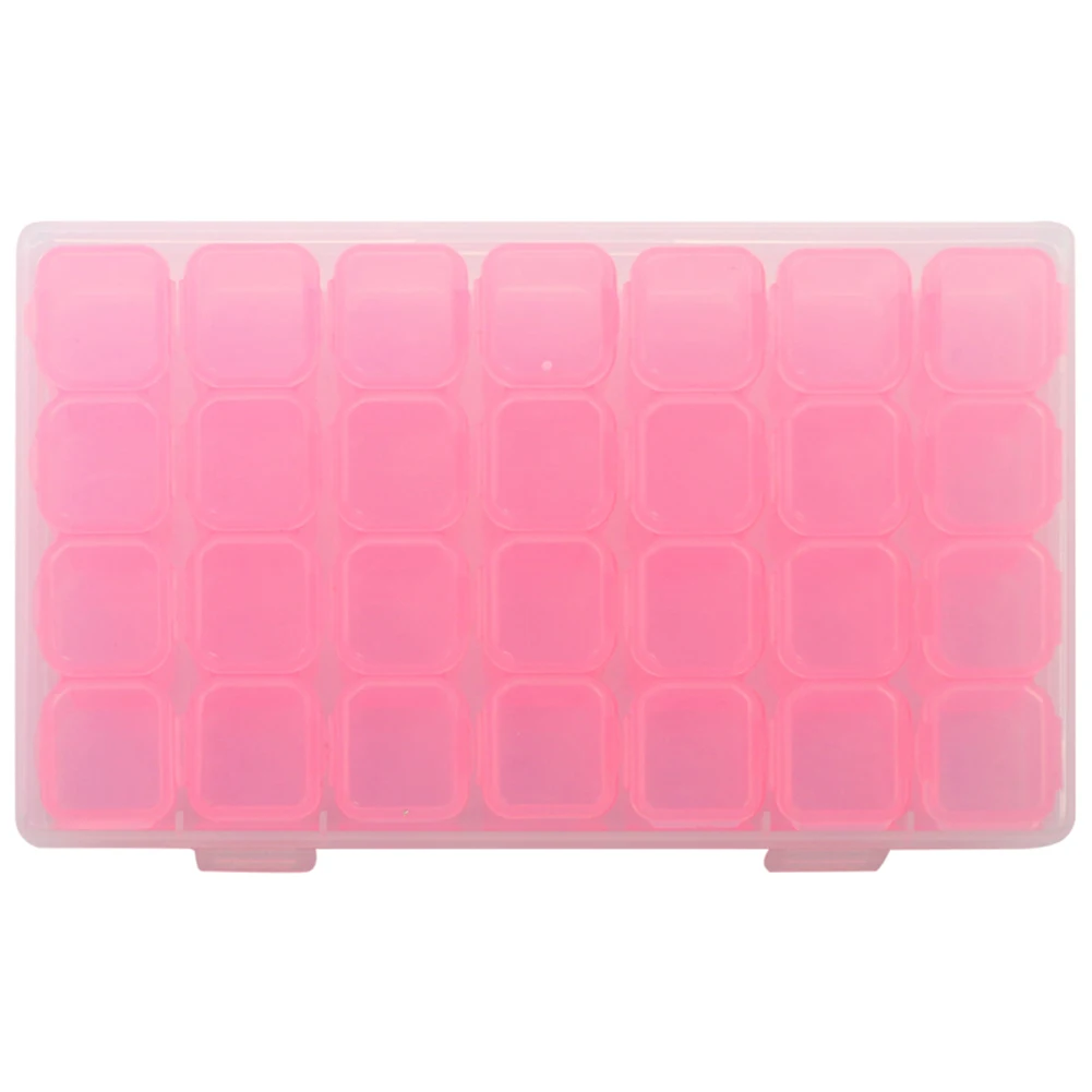 Plastic 28 Grids Storage Box Nail Rhinestones Light Simplicity Practical Compact Jewelry Organizer Manicure Tools