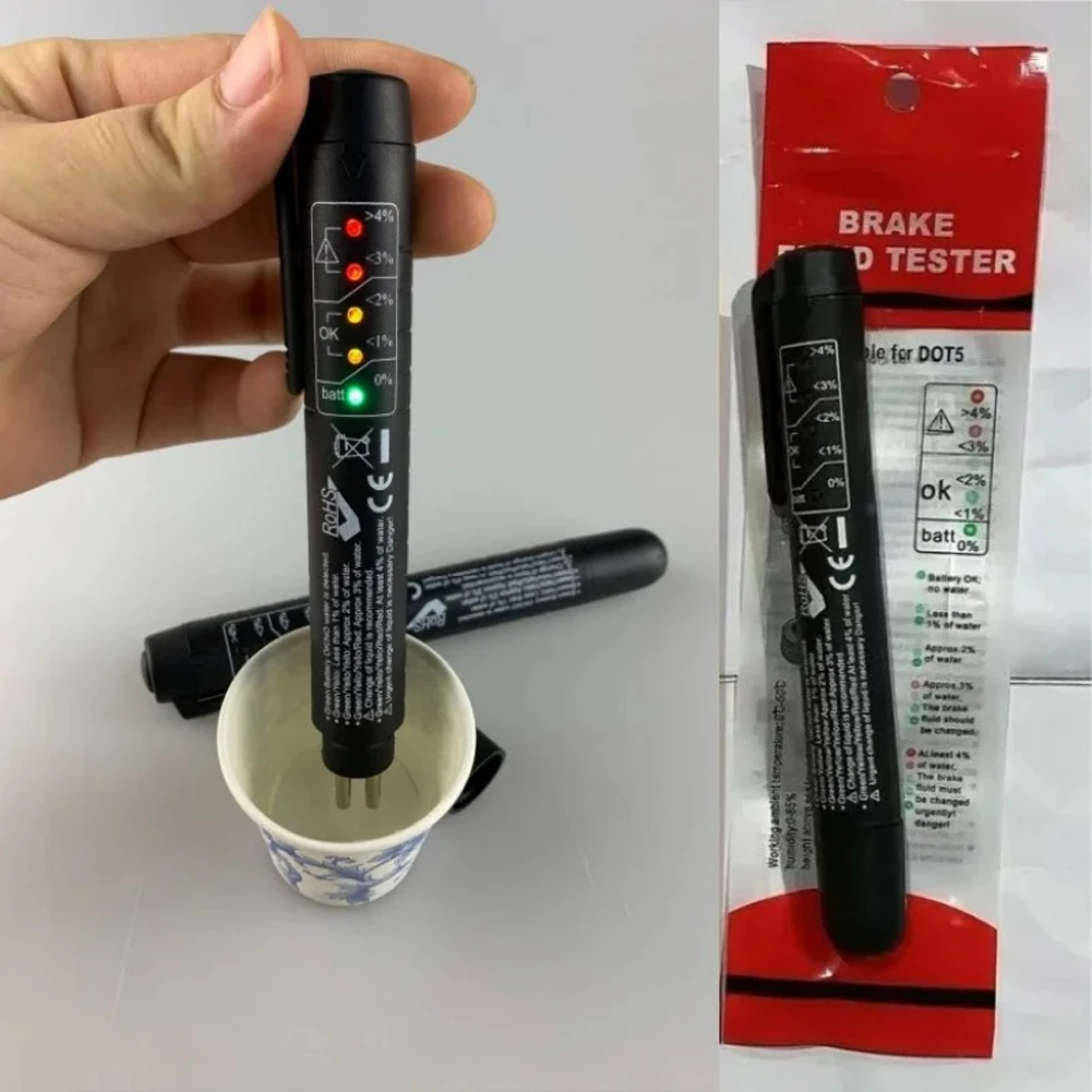 1-5Pcs Mini Brake Fluid Tester Pen 5 LED Car Auto Vehicle Tools Diagnostic Tools for Dot3 Dot4 Dot5 Brake Fluid Testing Tool 3