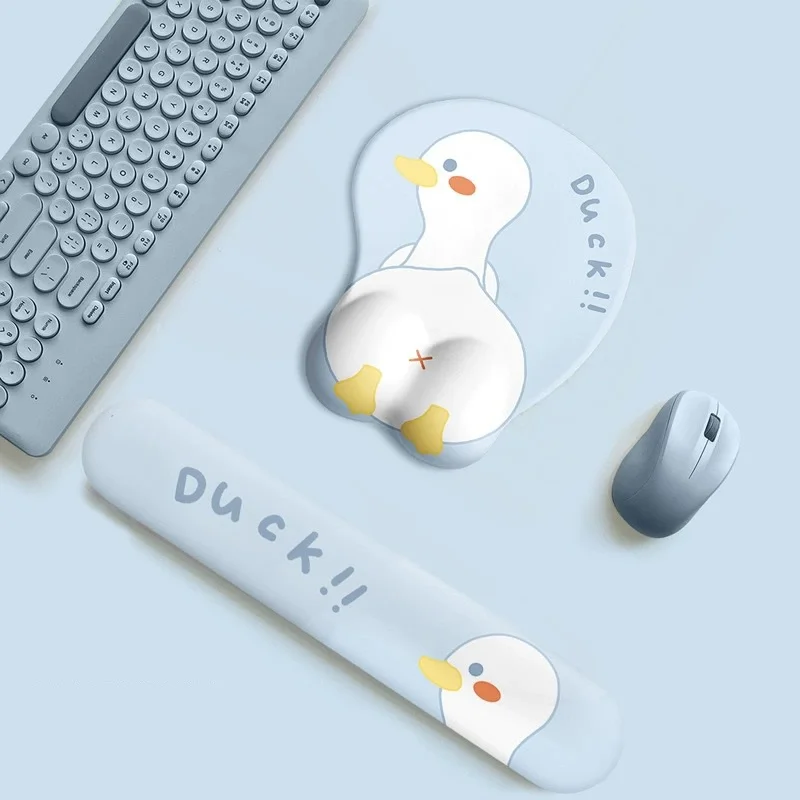 

Cartoon Mouse Pad Wrist Rest Silicone Protection Ergonomic Cute White Duck Creative Mousepad Gift For Student friend Office Home