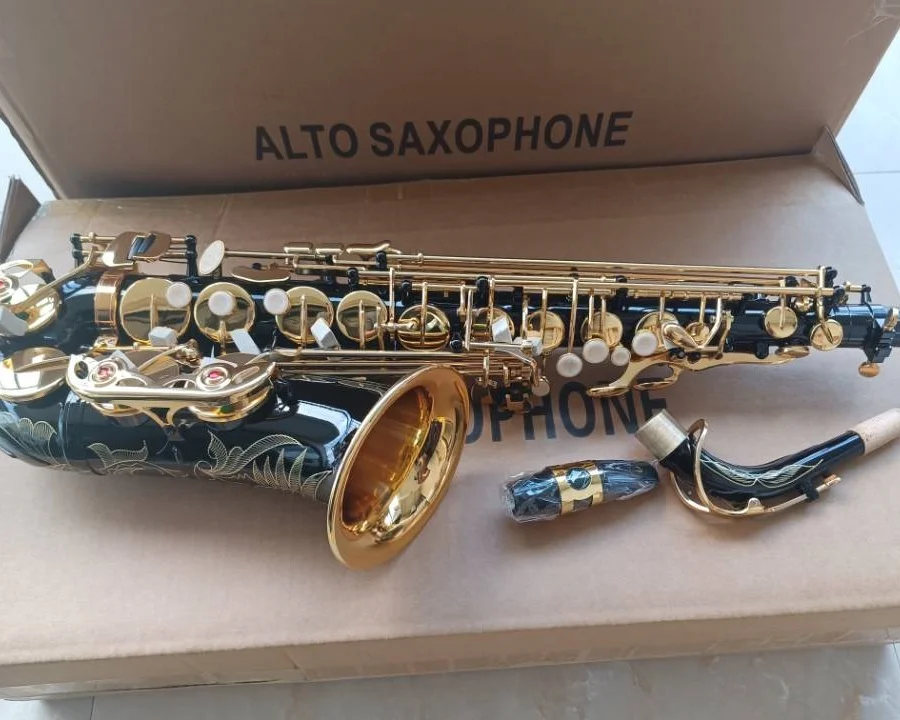 New Alto Saxophone Eb Black gold key E Flat Sax With Case Mouthpiece Professional musical instrument